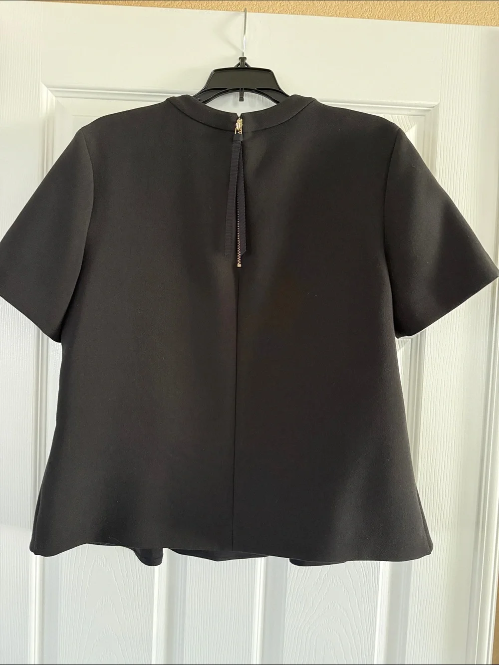 Kate Spade Embellished Black Short Sleeve Peplum Top